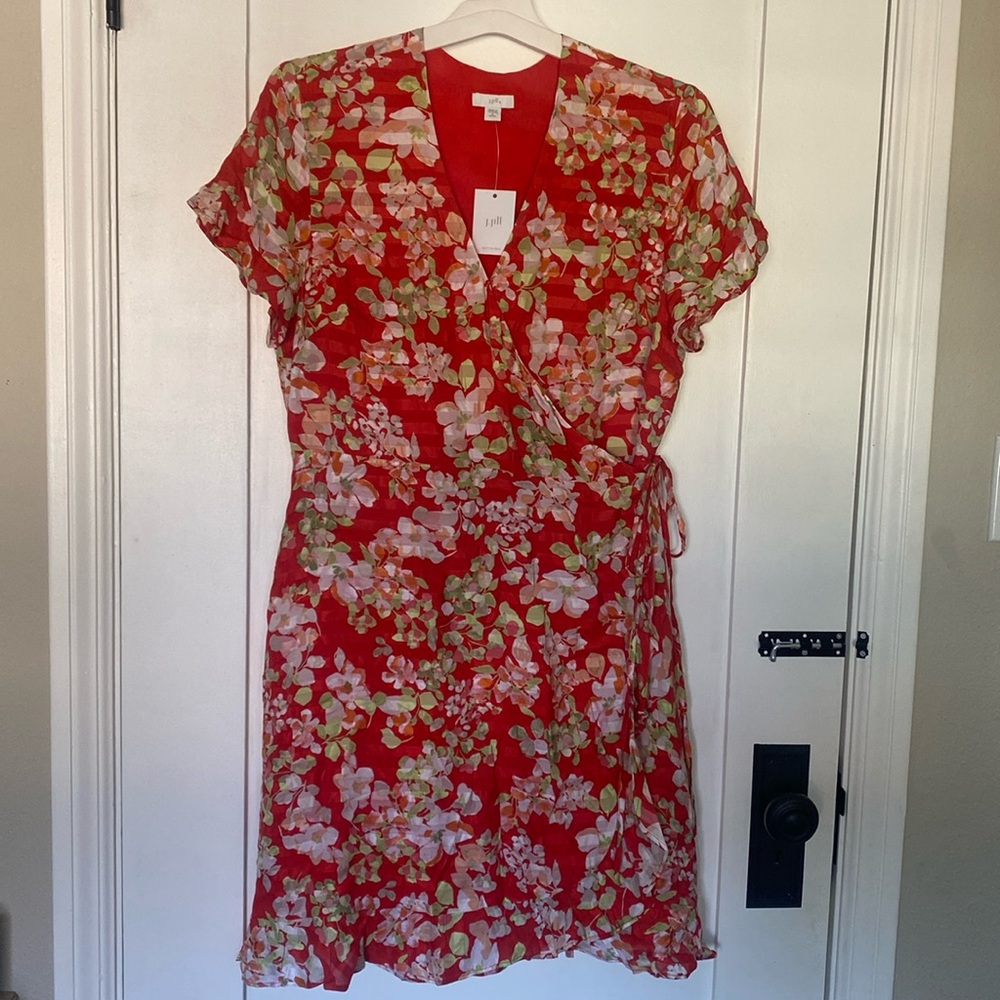 J. Jill Medium Petite Floral Print Tie Dress